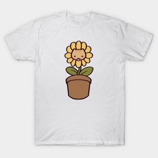 Kawaii Silly Cat Flower T-Shirt